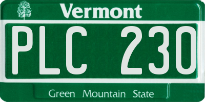 VT license plate PLC230