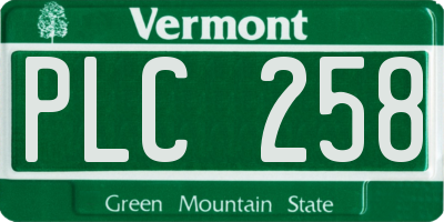 VT license plate PLC258