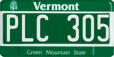 VT license plate PLC305