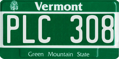 VT license plate PLC308