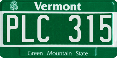 VT license plate PLC315