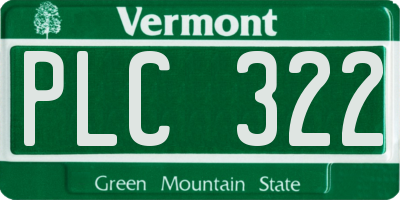 VT license plate PLC322