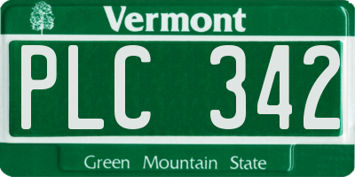 VT license plate PLC342