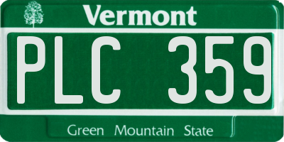 VT license plate PLC359