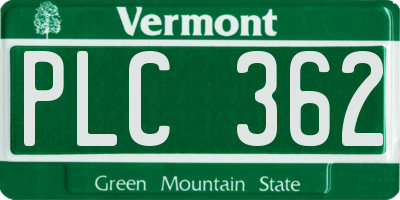 VT license plate PLC362