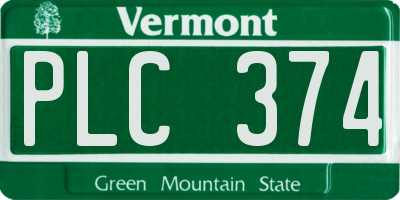 VT license plate PLC374