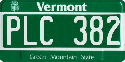 VT license plate PLC382
