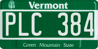 VT license plate PLC384