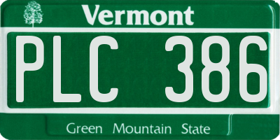 VT license plate PLC386
