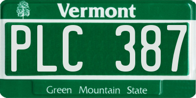 VT license plate PLC387