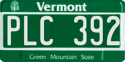 VT license plate PLC392