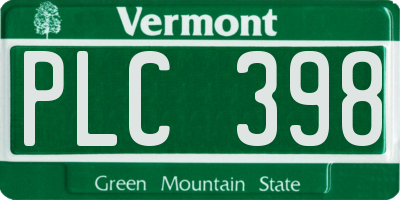 VT license plate PLC398
