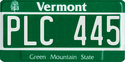 VT license plate PLC445