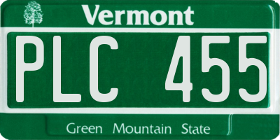 VT license plate PLC455