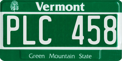 VT license plate PLC458