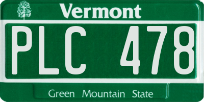 VT license plate PLC478