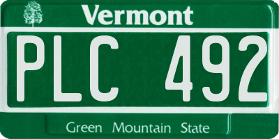 VT license plate PLC492