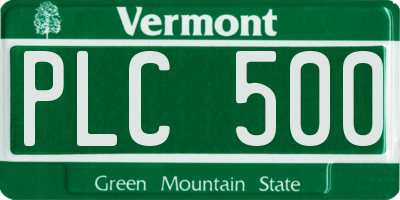 VT license plate PLC500
