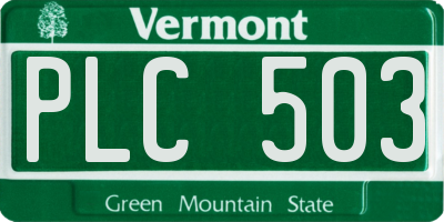 VT license plate PLC503