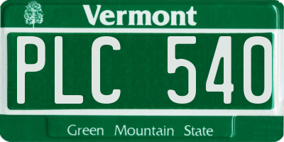 VT license plate PLC540