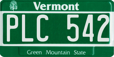 VT license plate PLC542