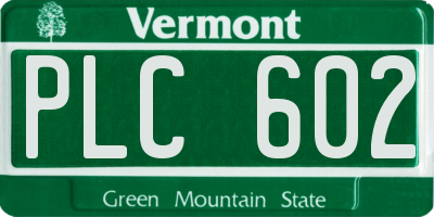VT license plate PLC602