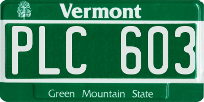VT license plate PLC603
