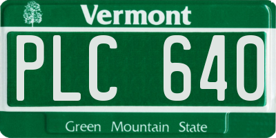 VT license plate PLC640
