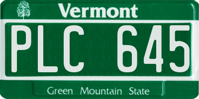 VT license plate PLC645