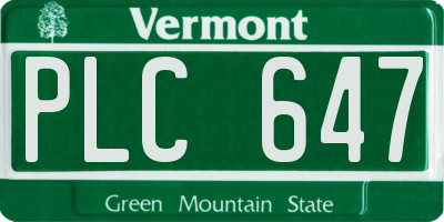 VT license plate PLC647