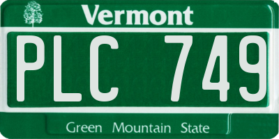 VT license plate PLC749