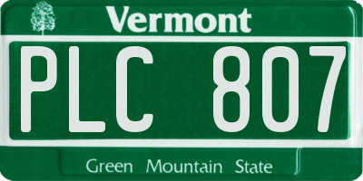 VT license plate PLC807