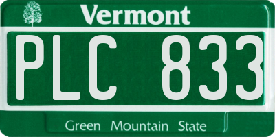 VT license plate PLC833