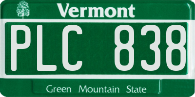 VT license plate PLC838