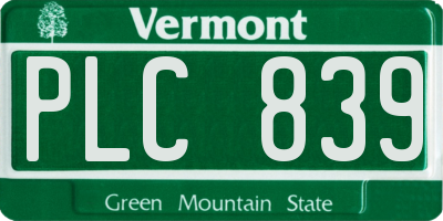VT license plate PLC839