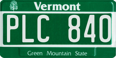 VT license plate PLC840