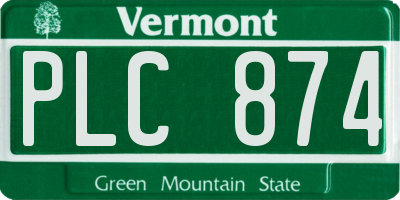 VT license plate PLC874
