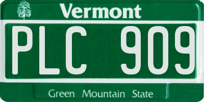 VT license plate PLC909