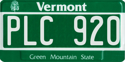 VT license plate PLC920