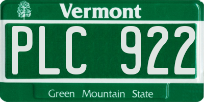 VT license plate PLC922
