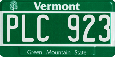 VT license plate PLC923
