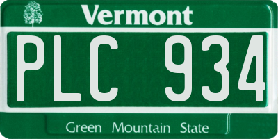 VT license plate PLC934