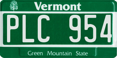VT license plate PLC954