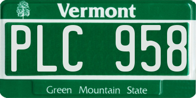 VT license plate PLC958
