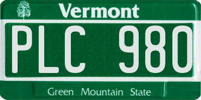 VT license plate PLC980