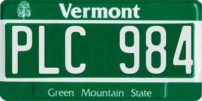 VT license plate PLC984
