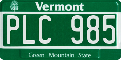 VT license plate PLC985