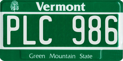 VT license plate PLC986