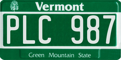 VT license plate PLC987