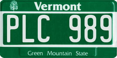 VT license plate PLC989
